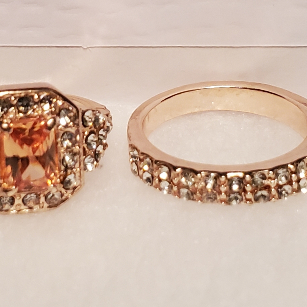 Antique Vintage Design Morganite Ring 2 piece set - Picture 5 of 8